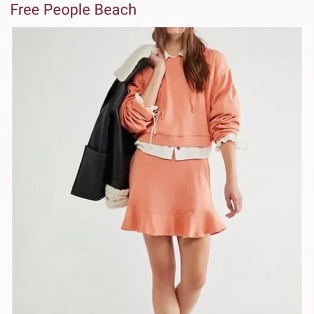 Free People Beach Women's S Social Set Cropped Hoodie Matching Set Flare Skirt